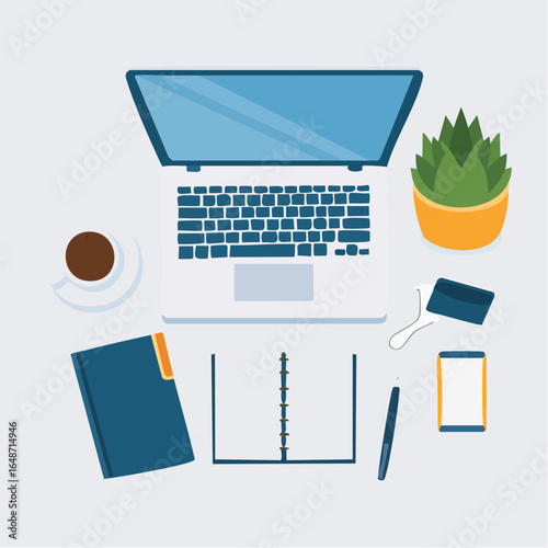 Minimalist Desk Essentials Vector