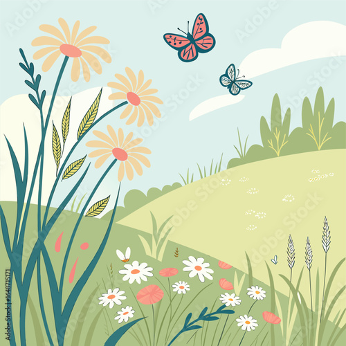 butterfly and flowers