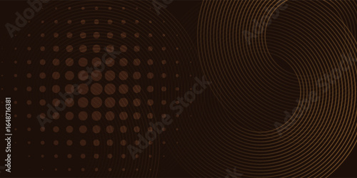 3D brown lines techno abstract background overlap layer on dark space with circles shapes effect decoration. Vector ilustration