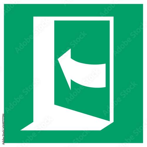 ISO 7010 ; E022 - Door opens by pushing on the left-hand side