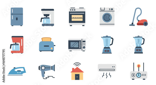 Collection of Flat Design Household Appliances