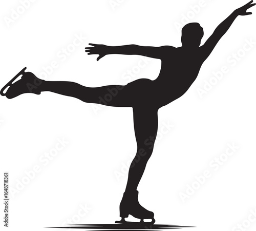 Elegant figure skater striking pose in dynamic silhouette art