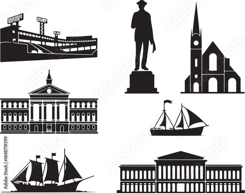 Iconic Boston Massachusetts landmarks and historical monuments