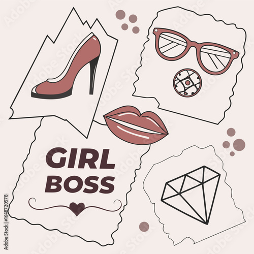 Bold lip graphic design element for fashion and beauty projects