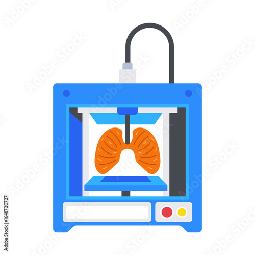 A flat style icon depicting 3d printer