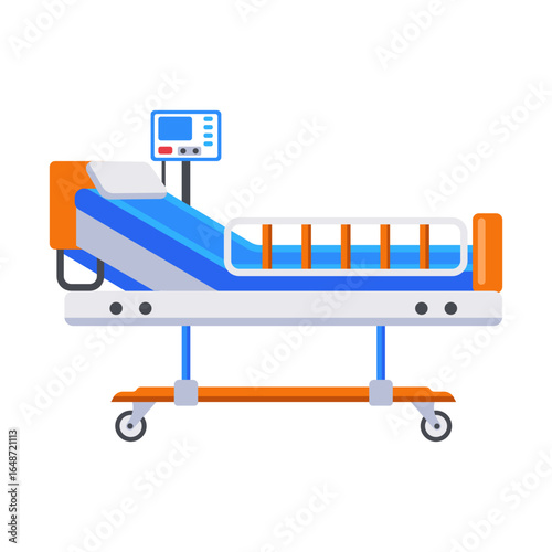 A flat style icon depicting digital stretcher