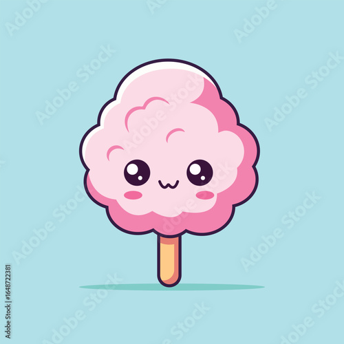 Cotton Candy Cartoon Vector Icon Illustration. Food Object Icon Concept Isolated Premium Vector. Flat Cartoon Style