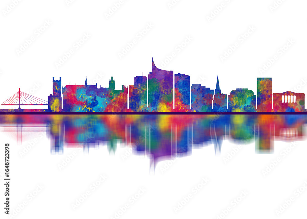 Obraz premium Reading England Skyline. Cityscape Skyscraper Buildings Landscape City Downtown Abstract Landmarks Travel Background Modern Art