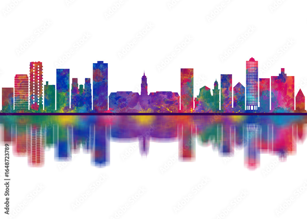 Obraz premium Rennes France Skyline. Cityscape Skyscraper Buildings Landscape City Downtown Abstract Landmarks Travel Background Modern Art