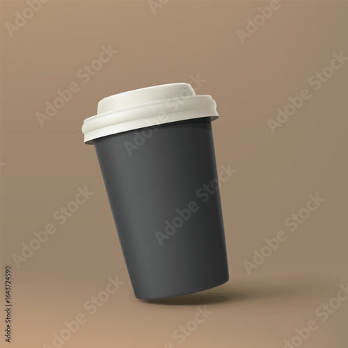 realistic cup of coffee jumping brown back