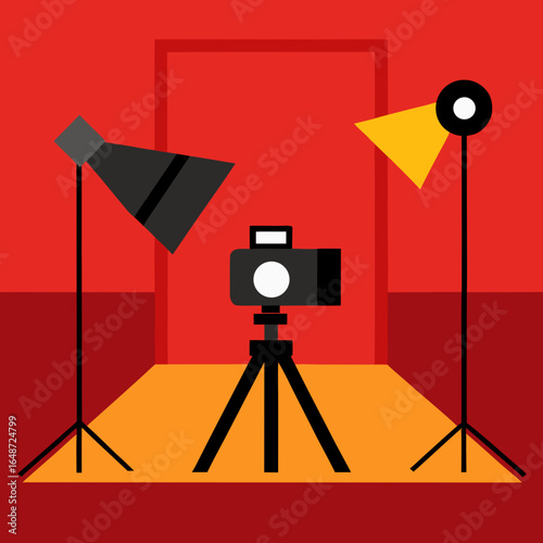 video camera on tripod vector illustration