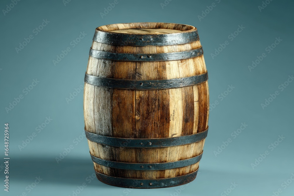 Obraz premium Aged wooden barrel on muted background