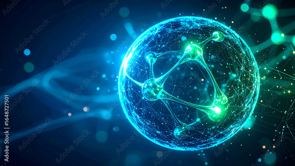 Obraz premium Molecular Structure of Nanobots A 3D Perspective on High-Tech Scientific Design