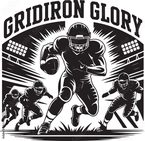 Dynamic football players sprinting in black and white design