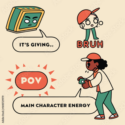 A collection of vibrant and humorous digital graphics featuring popular internet memes and cultural references perfect for stickers and social media sharing