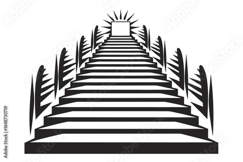 Stairway to Success Silhouette Design on White Background Simple Steps