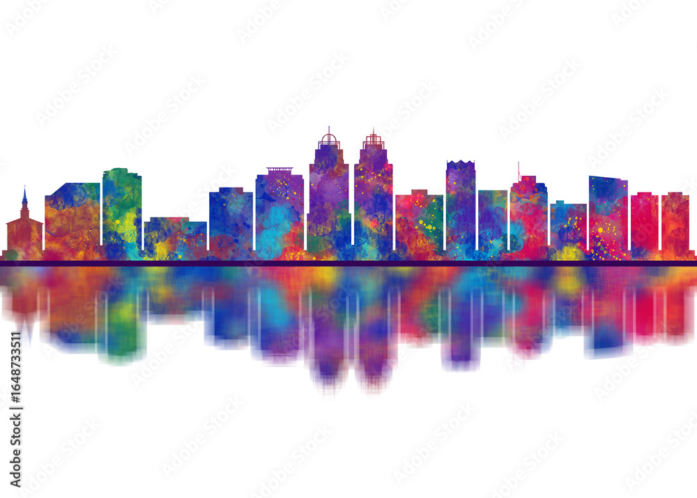 Obraz premium Sandy Springs Georgia Skyline. Cityscape Skyscraper Buildings Landscape City Downtown Abstract Landmarks Travel Background Modern Art