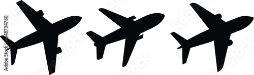 airplane, aircraft, silhouette, minimalist, vector, icon
