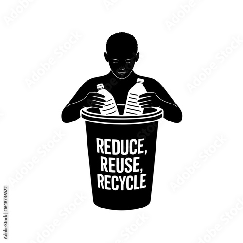 Individual recycling plastic bottle in designated bin at community park during afternoon