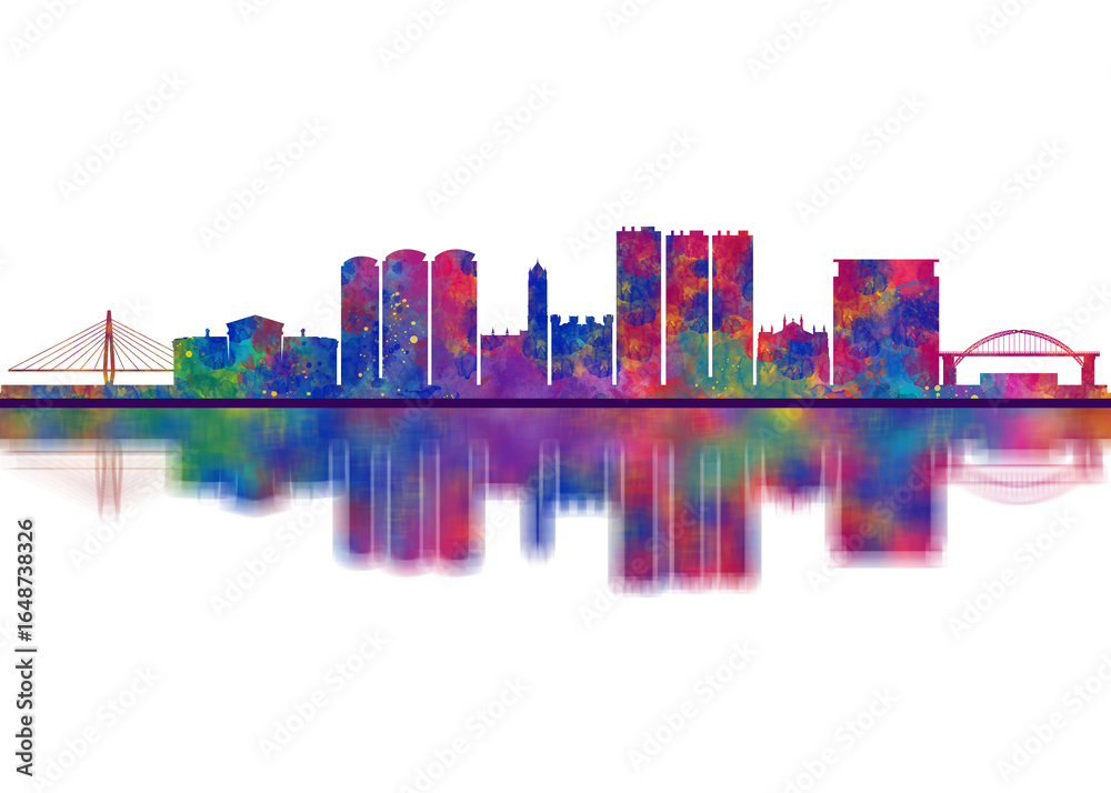 Fototapeta premium Sunderland England Skyline. Cityscape Skyscraper Buildings Landscape City Downtown Abstract Landmarks Travel Background Modern Art