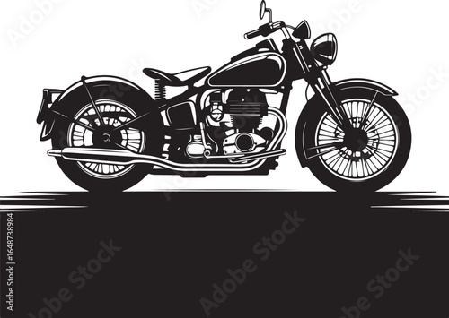 Classic vintage motorcycle silhouette, ready for adventure