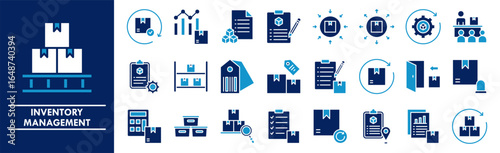 Inventory Management icon collection set. Containing design inventory, management, industry, warehouse, logistics, distribution