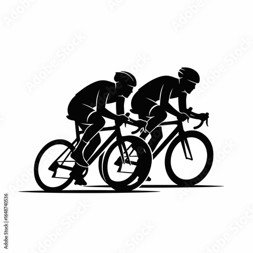 Two professional cyclists racing in a competitive cycling event pushing their limits