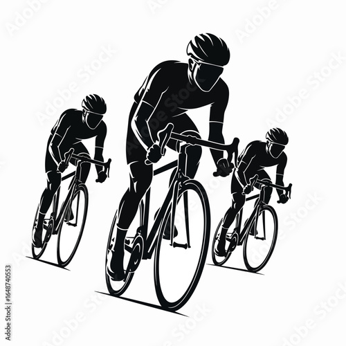 Competitive Cyclists Racing in a Peloton Displaying Athleticism and Speed