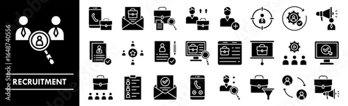 Recruitment icon collection set. Containing design business, recruitment, employee, job, office, person