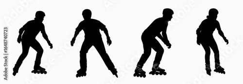 Four Silhouettes of People Roller Skating and Performing Tricks