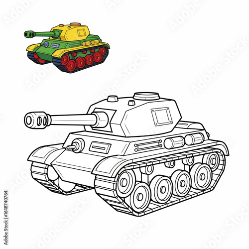 Coloring Page of a Classic Military Armored Vehicle for Creative Kids