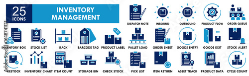 Inventory Management icon collection set. Containing design inventory, management, industry, warehouse, logistics, distribution