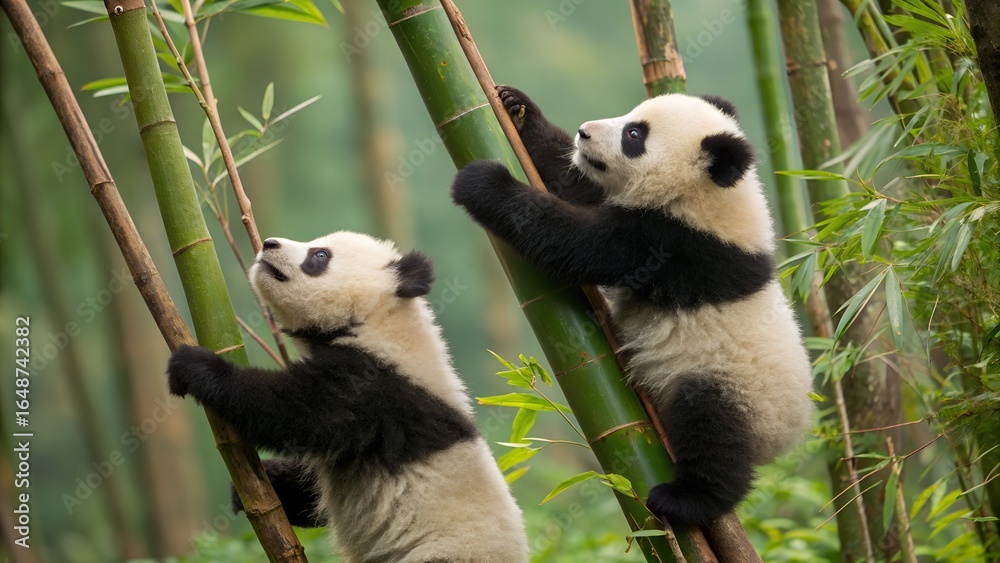 Obraz premium giant panda eating bamboo