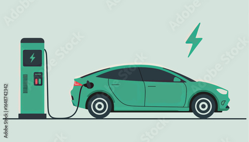 Modern Electric Car Charging at an Advanced Power Station for Sustainable Energy Transportation