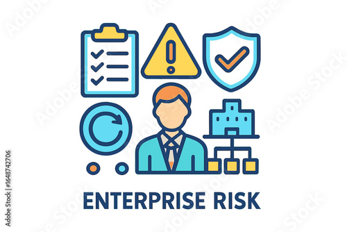 Illustration of enterprise risk management concepts with icons enterprise risk layout