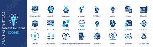 Creative Solutions icon set. Containing creativity, innovation, solutions, Empower, design, Create