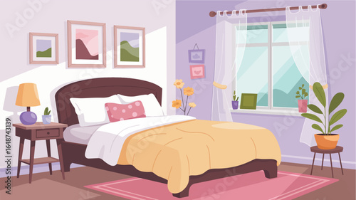 Cozy Bedroom Interior Design with Natural Light and Artistic Touches