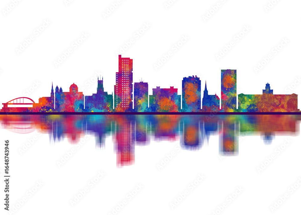 Obraz premium Wolverhampton England Skyline. Cityscape Skyscraper Buildings Landscape City Downtown Abstract Landmarks Travel Background Modern Art