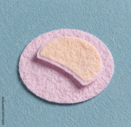 Pink felt circle with a light peach felt semicircle