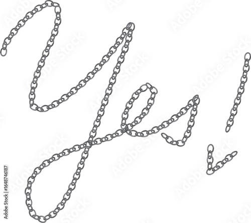 シルバーチェーンのYes!の文字のイラスト素材　Adobe Illustrator Artwork
