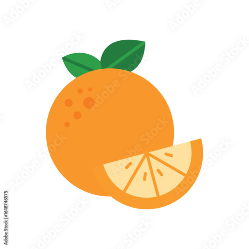 Orange Fruit Flat Color Icon: Citrus and Fresh Produce