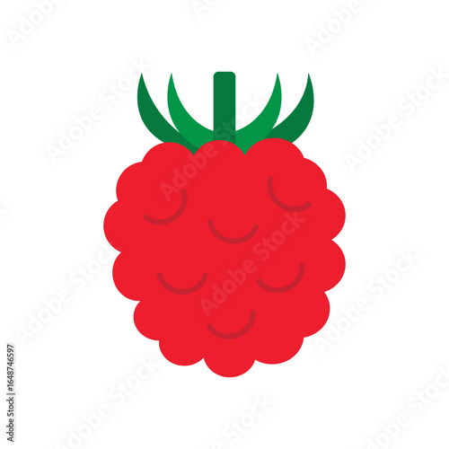 Raspberry Fruit Flat Color Icon: Healthy Berries and Fresh Produce