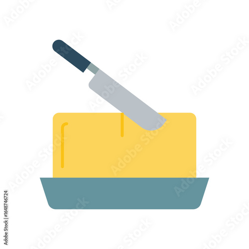 Butter Dairy Flat Color Icon: Food Ingredient and Cooking