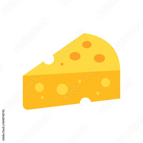 Cheese Dairy Flat Color Icon: Food Ingredient and Dairy Product