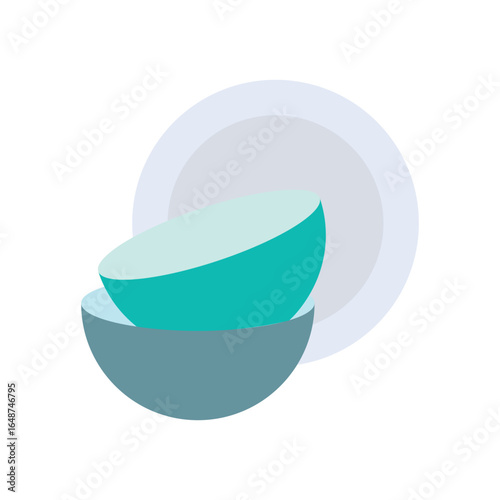 Dishes Kitchenware Flat Color Icon: Food Serving and Tableware