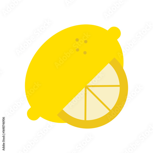 Lemon Fruit Flat Color Icon: Citrus and Fresh Produce