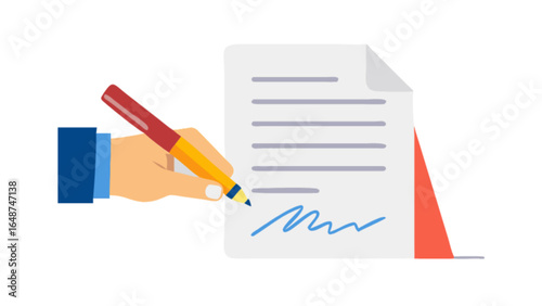 Contract signing document agreement with pen business deal signature legal form and paper document concept