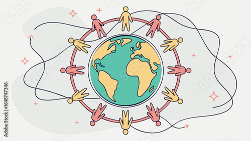 Global community networking together around the world earth planet connection collaboration concept vector