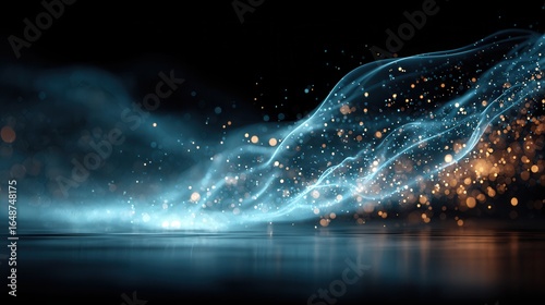 Wallpaper Mural Abstract Blue and Gold Light Streaks with Bokeh on Dark Background Torontodigital.ca