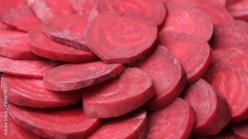 Fresh Uncooked Beetroot Cut into Circular Slices
